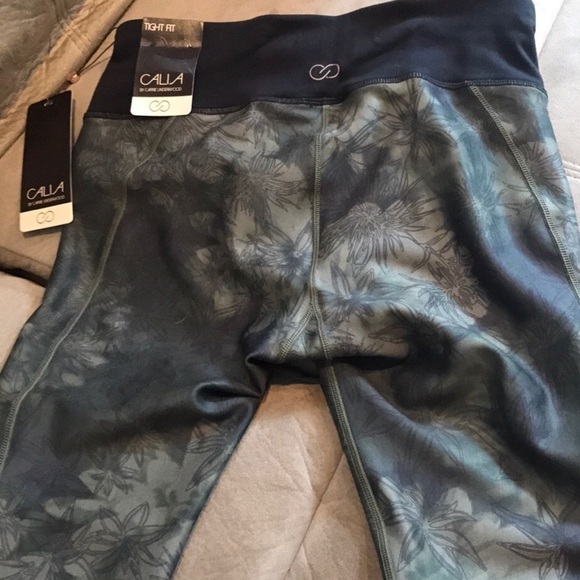 Calia brand workout tights, black and green, mesh - Picture 5 of 10